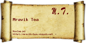 Mravik Tea névjegykártya